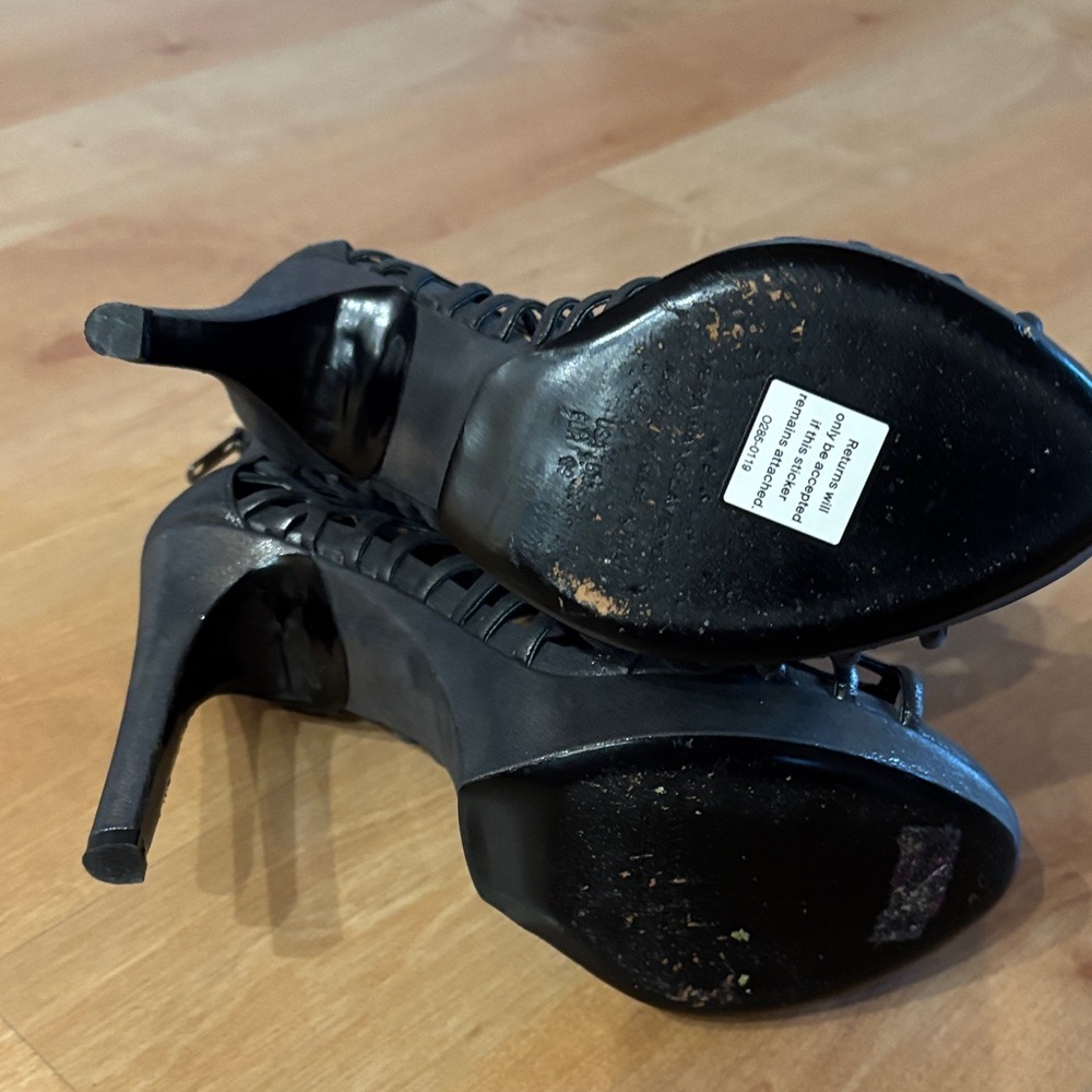 Vera Wang Metallic Gunmetal Cage High-Heel Sandals - Picture 4 of 6